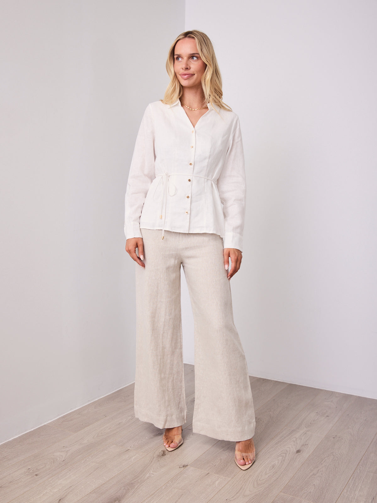 BRIDGETT LINEN SHIRT - WHITE