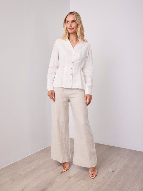 BRIDGETT LINEN SHIRT - WHITE