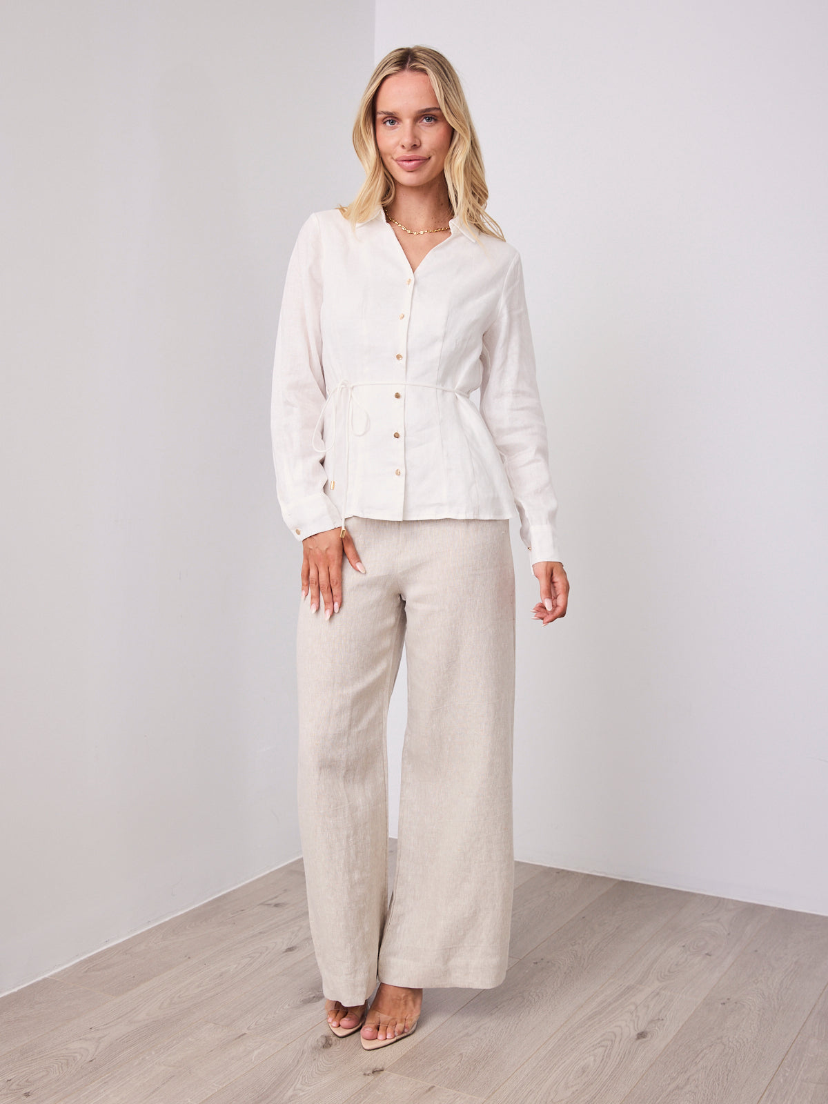 BRIDGETT LINEN SHIRT - WHITE