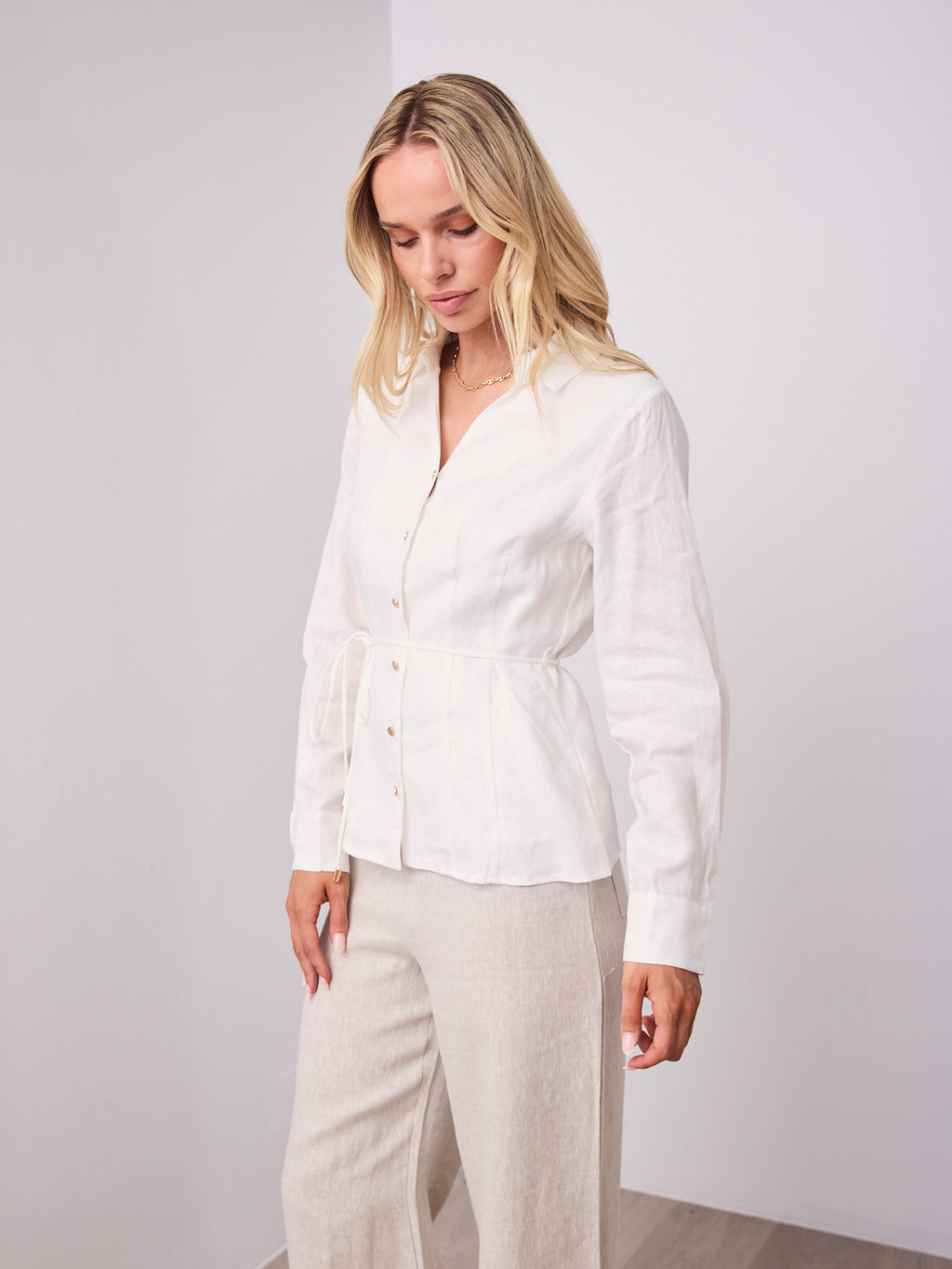 BRIDGETT LINEN SHIRT - WHITE