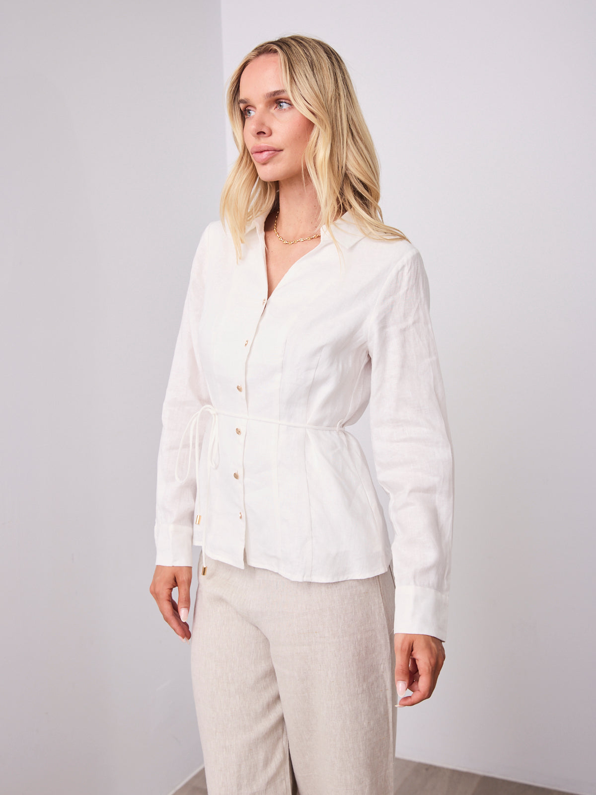 BRIDGETT LINEN SHIRT - WHITE