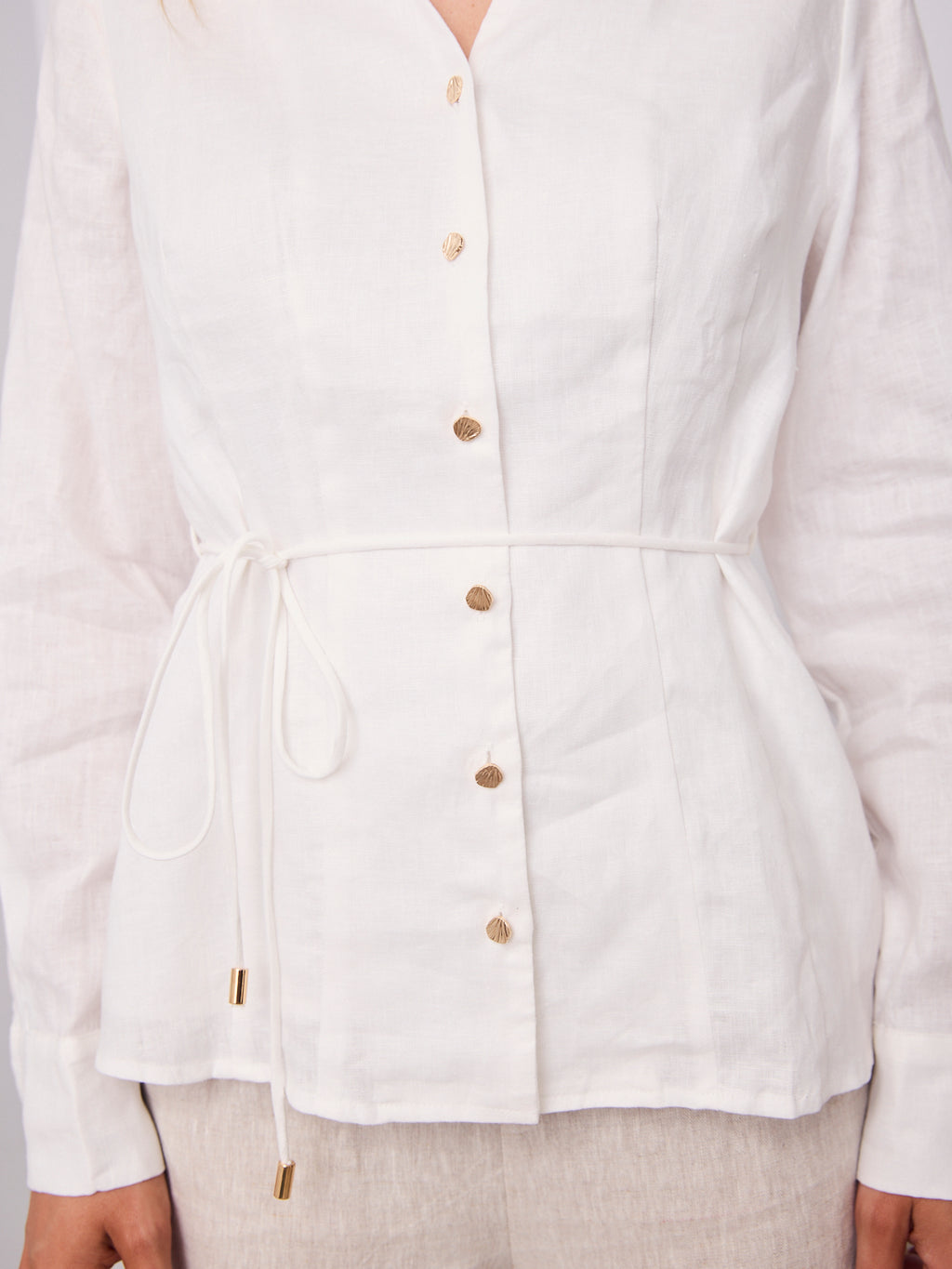 BRIDGETT LINEN SHIRT - WHITE