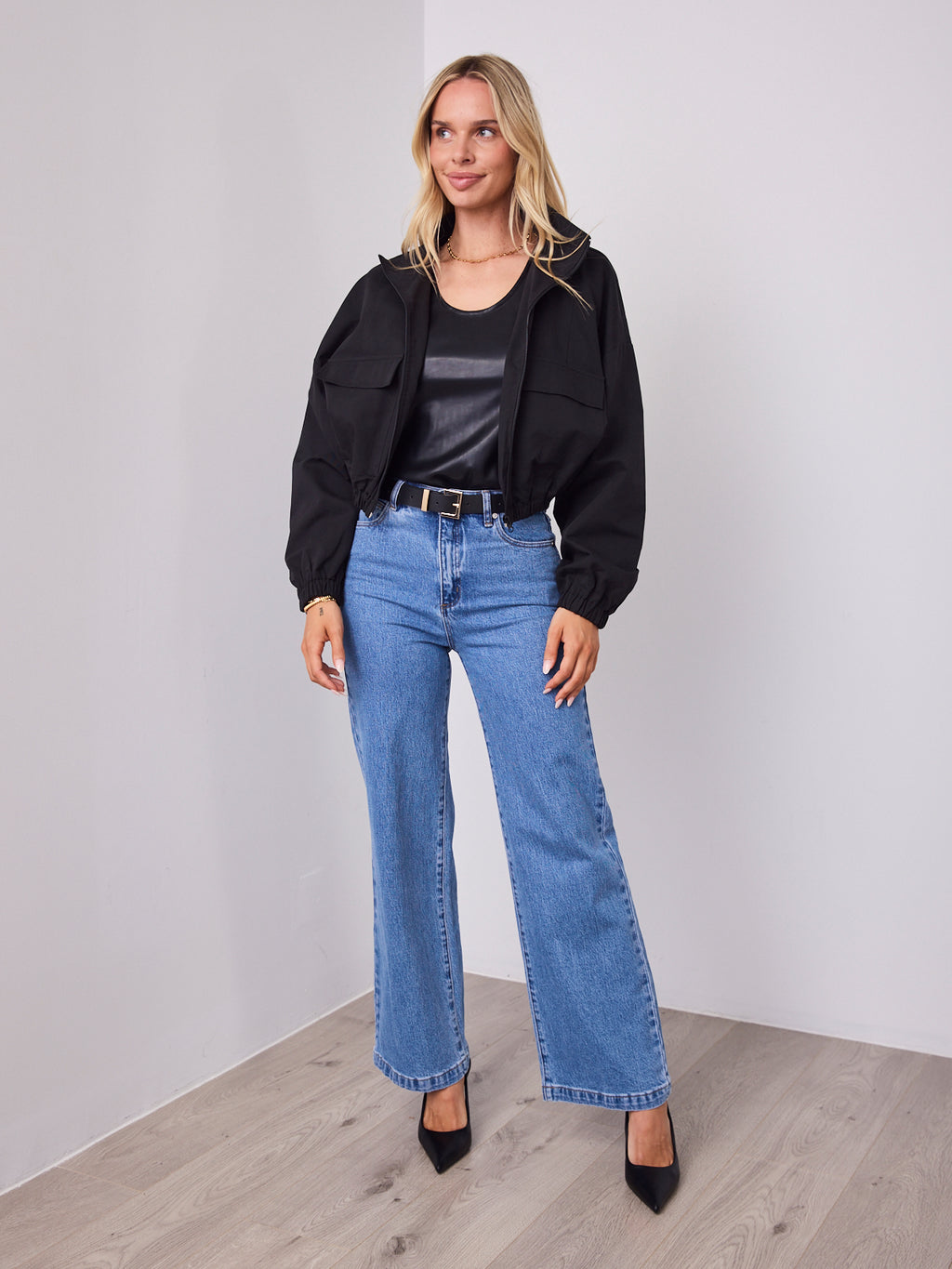 CIENNE BOMBER JACKET - BLACK