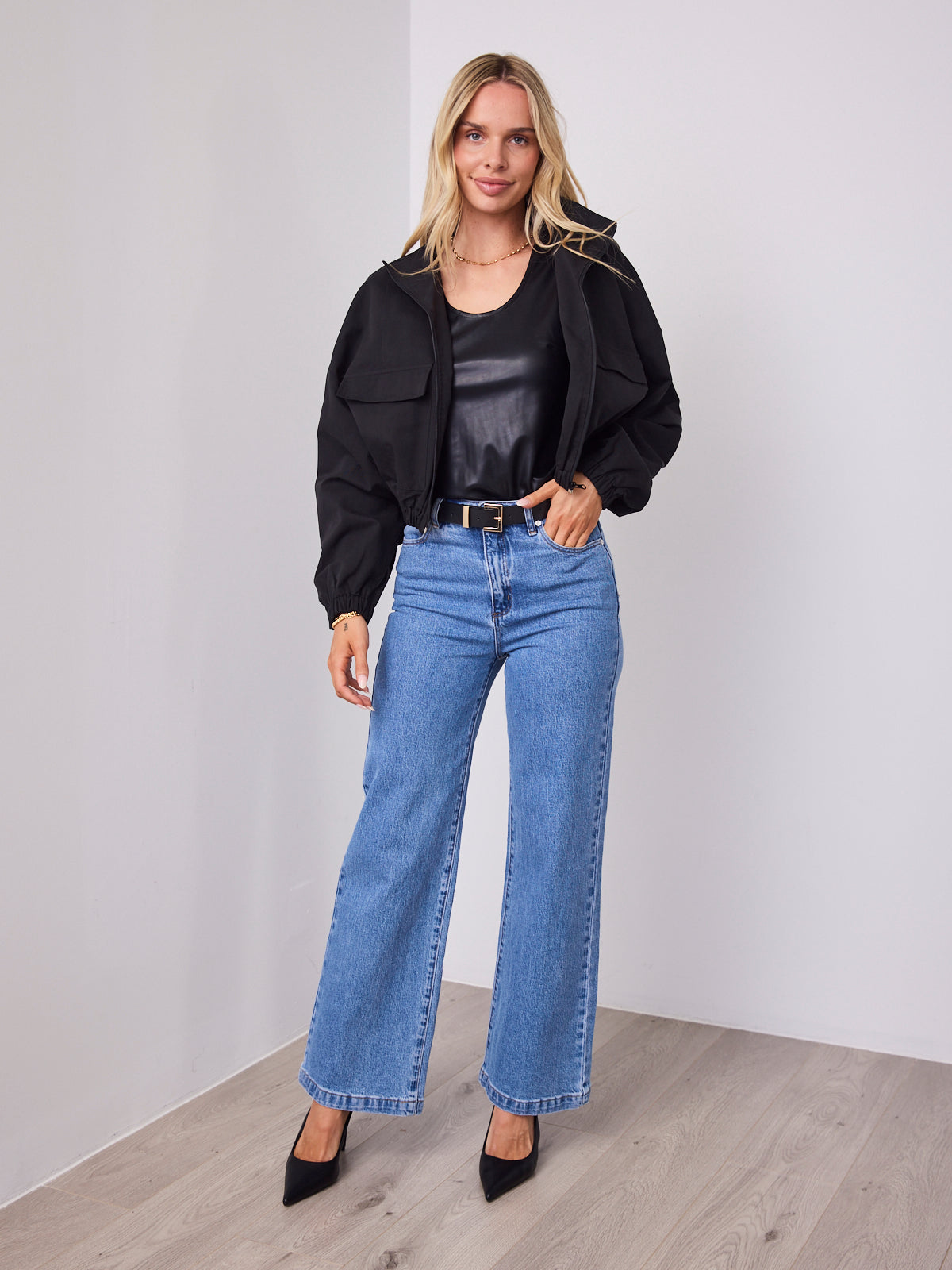 CIENNE BOMBER JACKET - BLACK