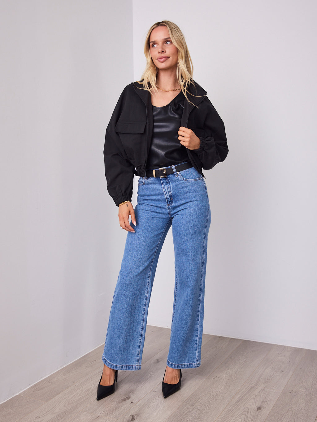 CIENNE BOMBER JACKET - BLACK