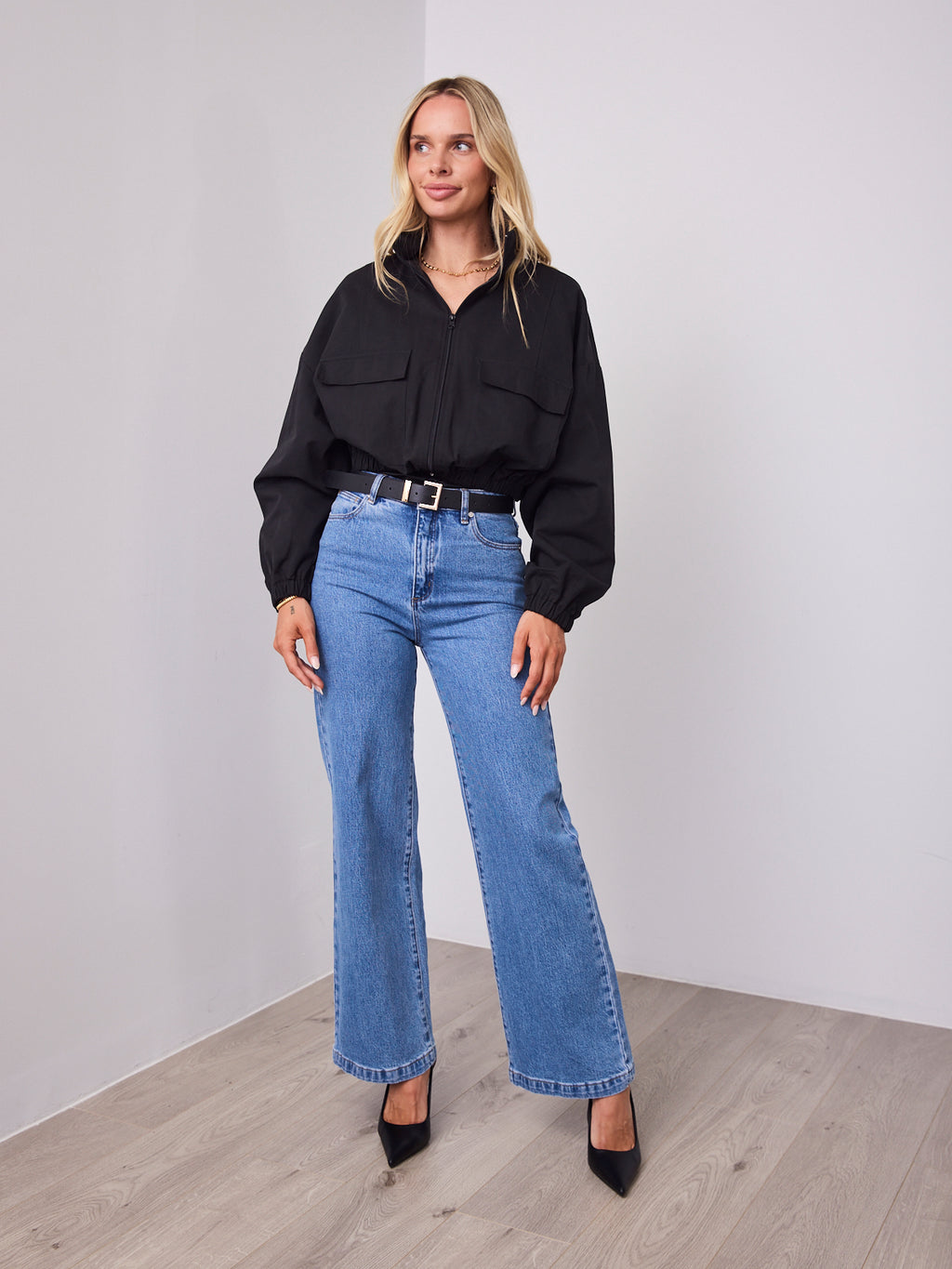 CIENNE BOMBER JACKET - BLACK