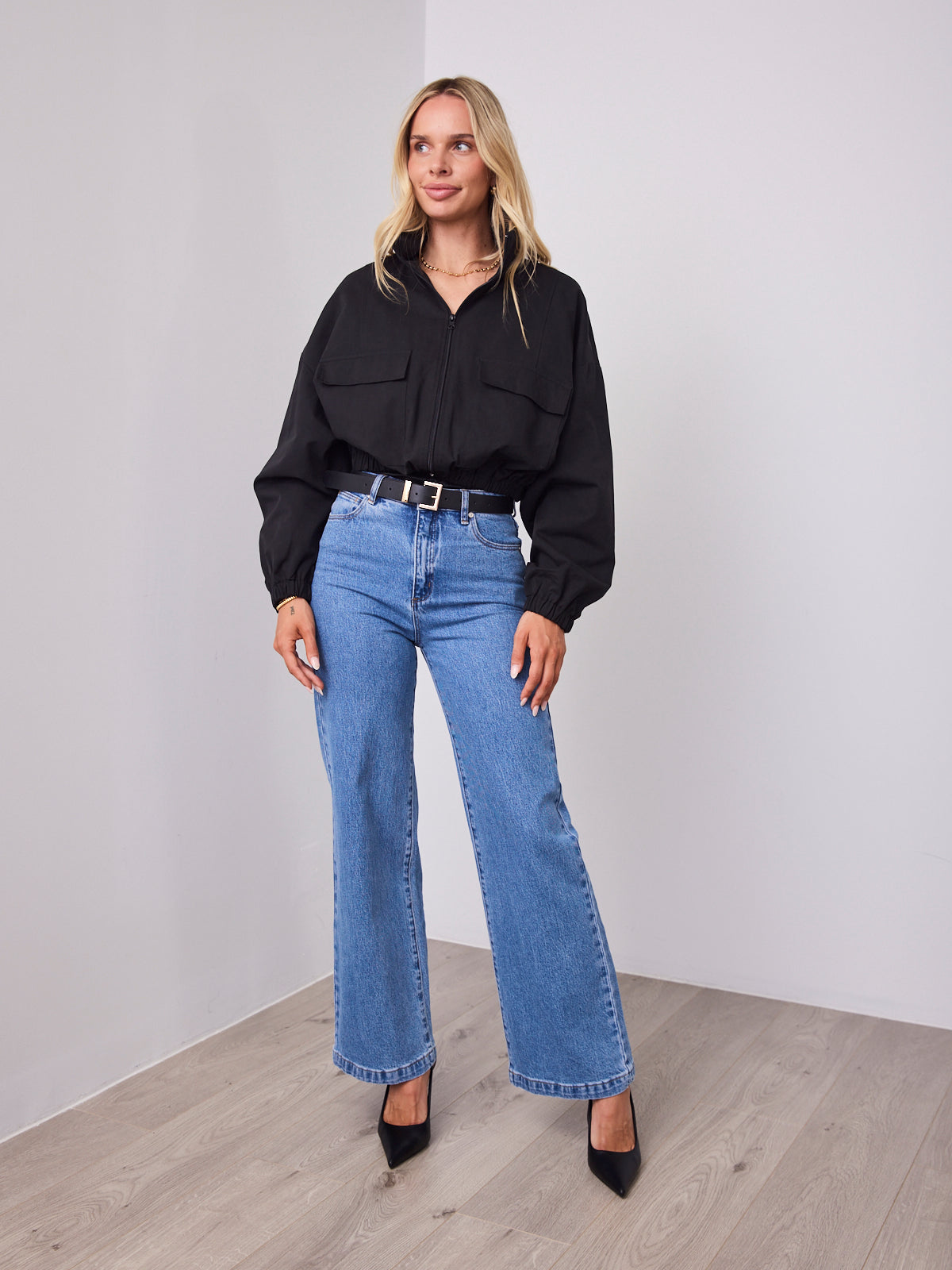 CIENNE BOMBER JACKET - BLACK