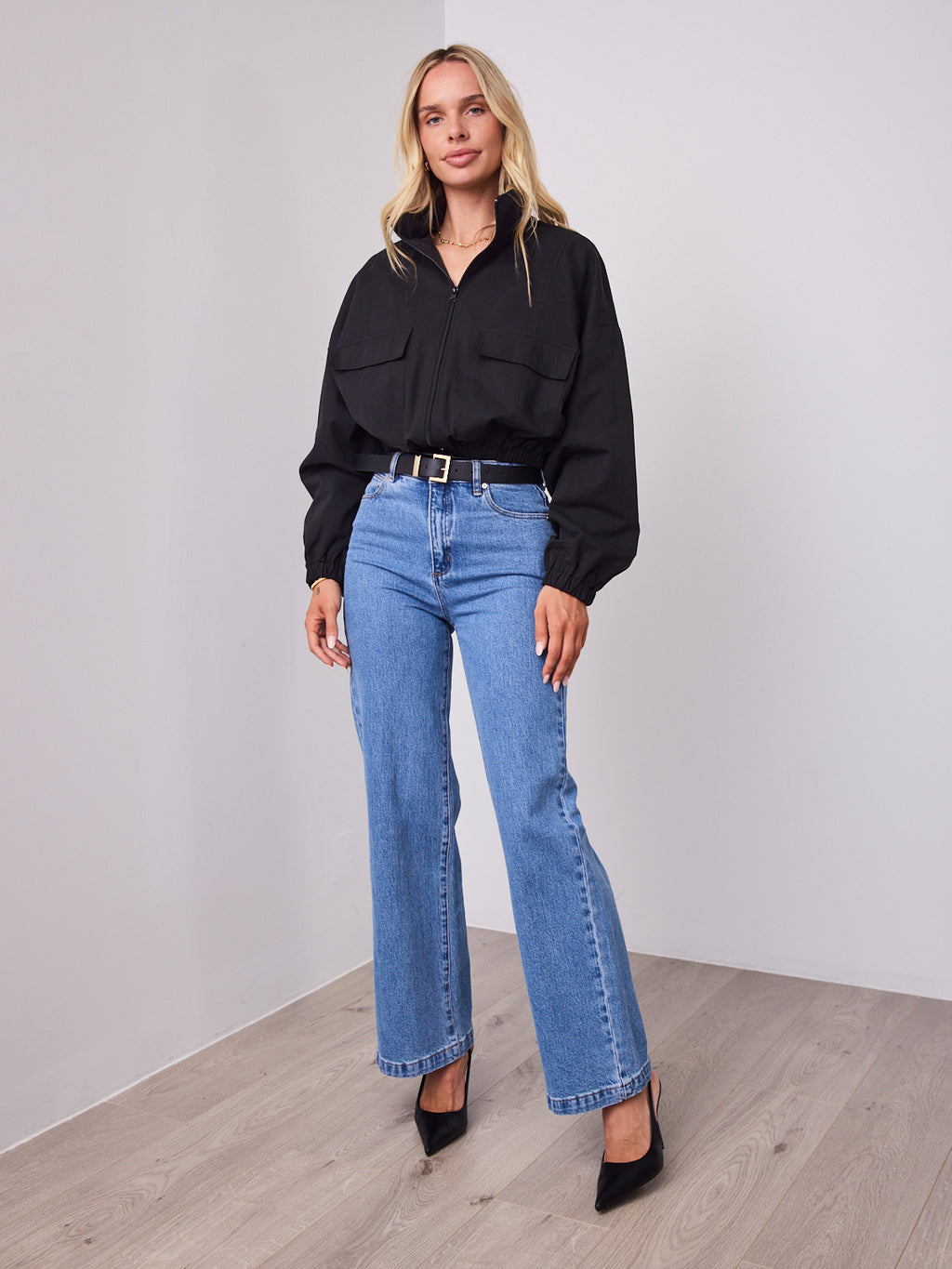 CIENNE BOMBER JACKET - BLACK