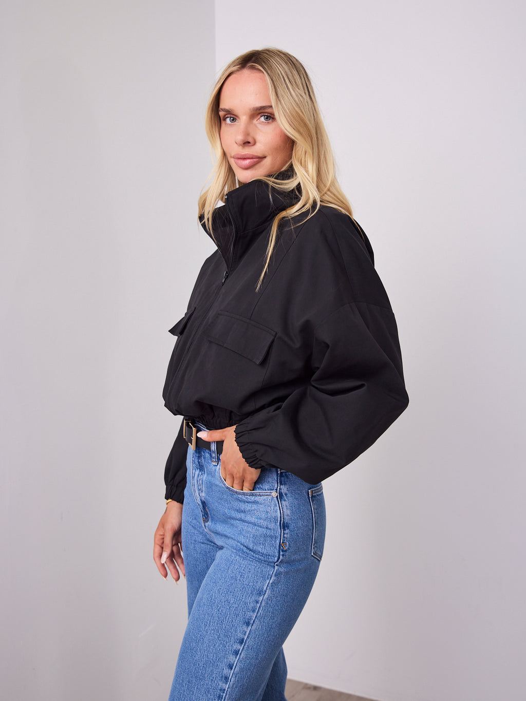 CIENNE BOMBER JACKET - BLACK