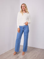 DOMINIQUE ZIP FLUFFY KNIT - WHITE