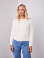 DOMINIQUE ZIP FLUFFY KNIT - WHITE