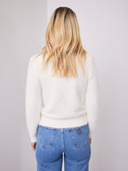 DOMINIQUE ZIP FLUFFY KNIT - WHITE