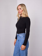 TORI LONG SLEEVE TOP - BLACK