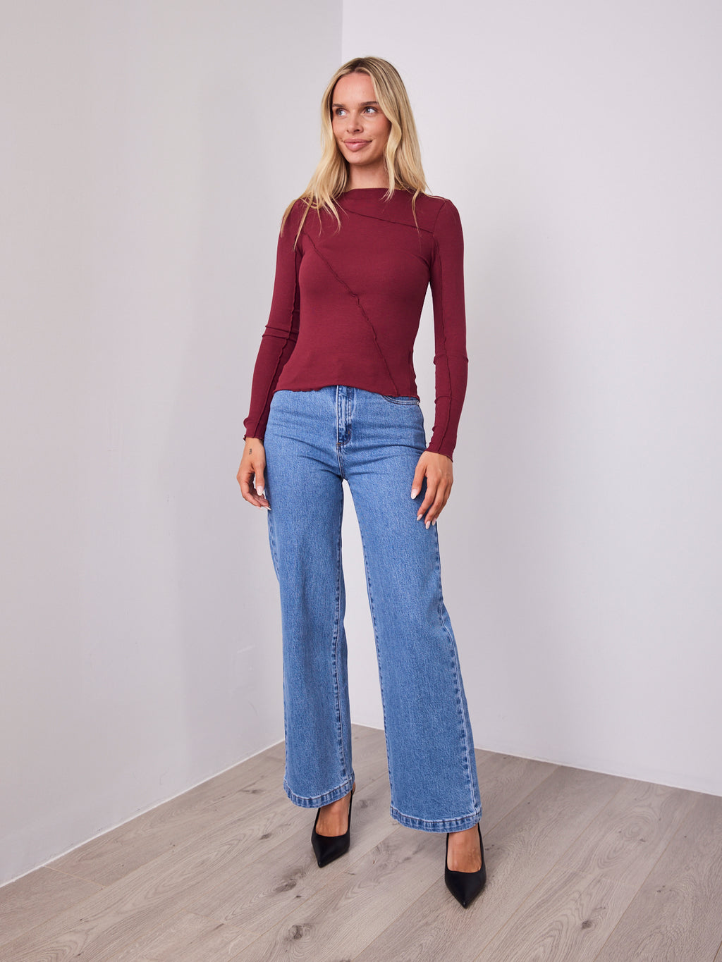 TORI LONG SLEEVE TOP - WINE