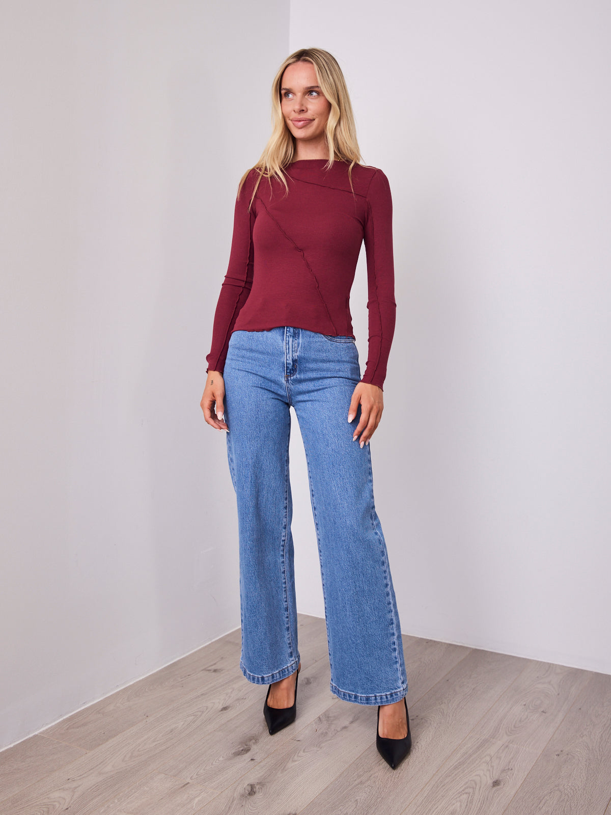 TORI LONG SLEEVE TOP - WINE