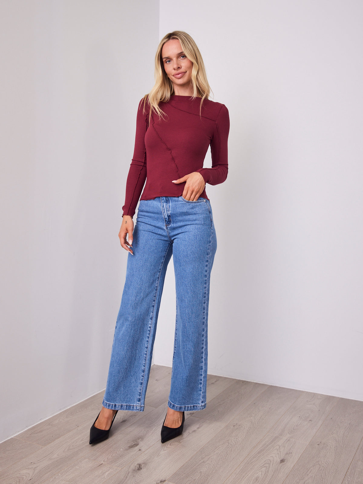 TORI LONG SLEEVE TOP - WINE