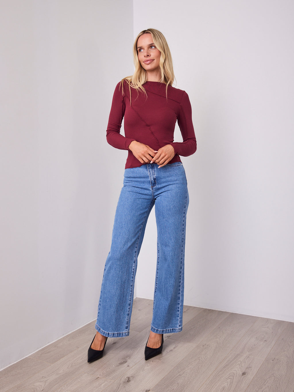 TORI LONG SLEEVE TOP - WINE
