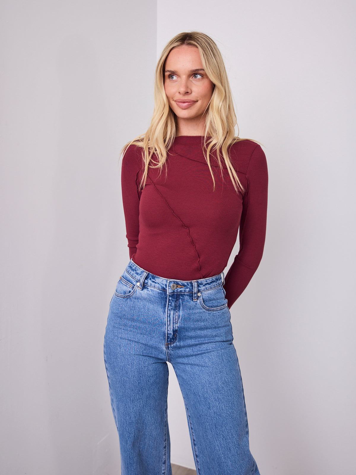 TORI LONG SLEEVE TOP - WINE