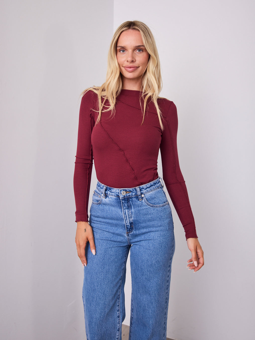 TORI LONG SLEEVE TOP - WINE
