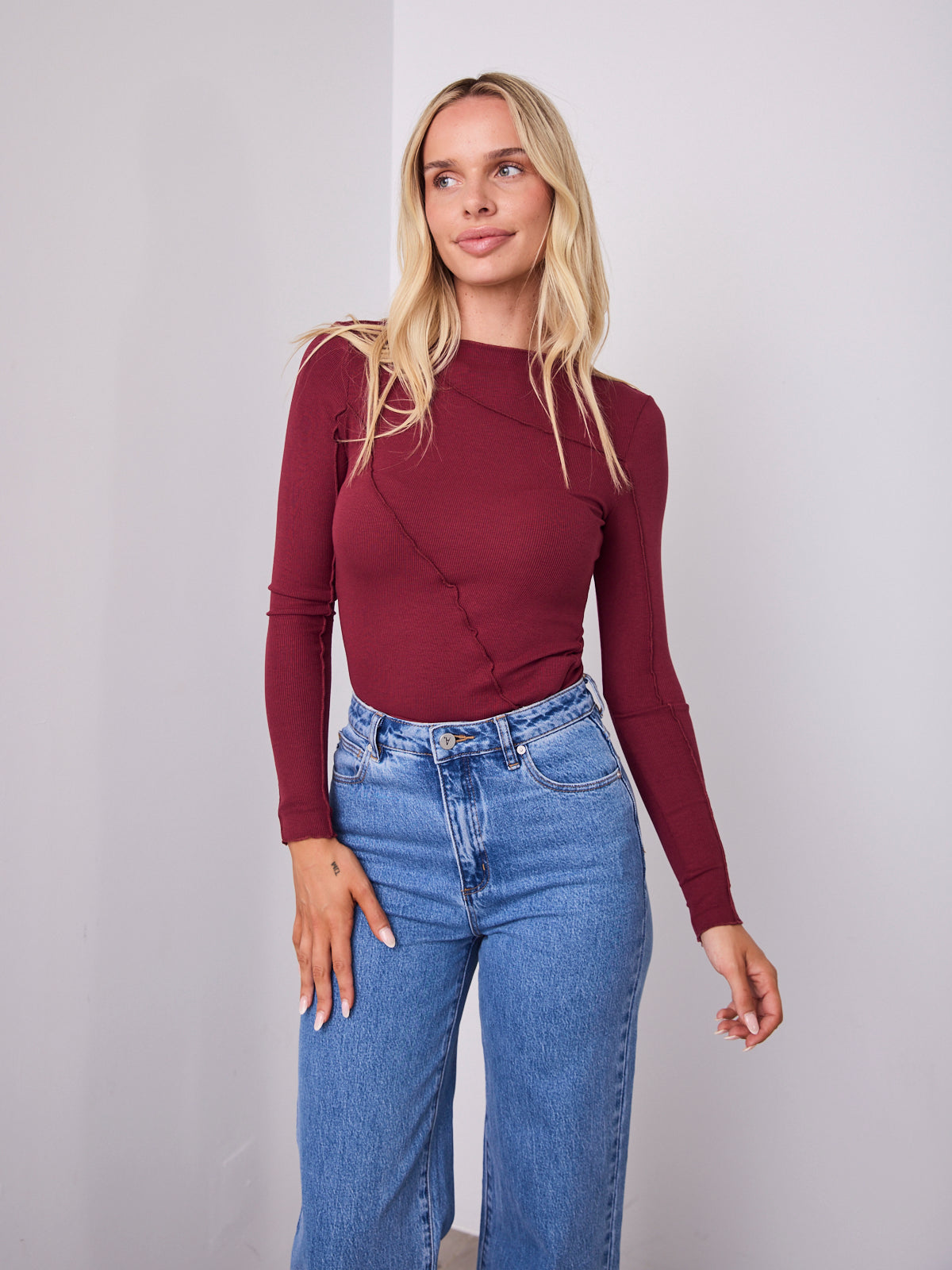 TORI LONG SLEEVE TOP - WINE