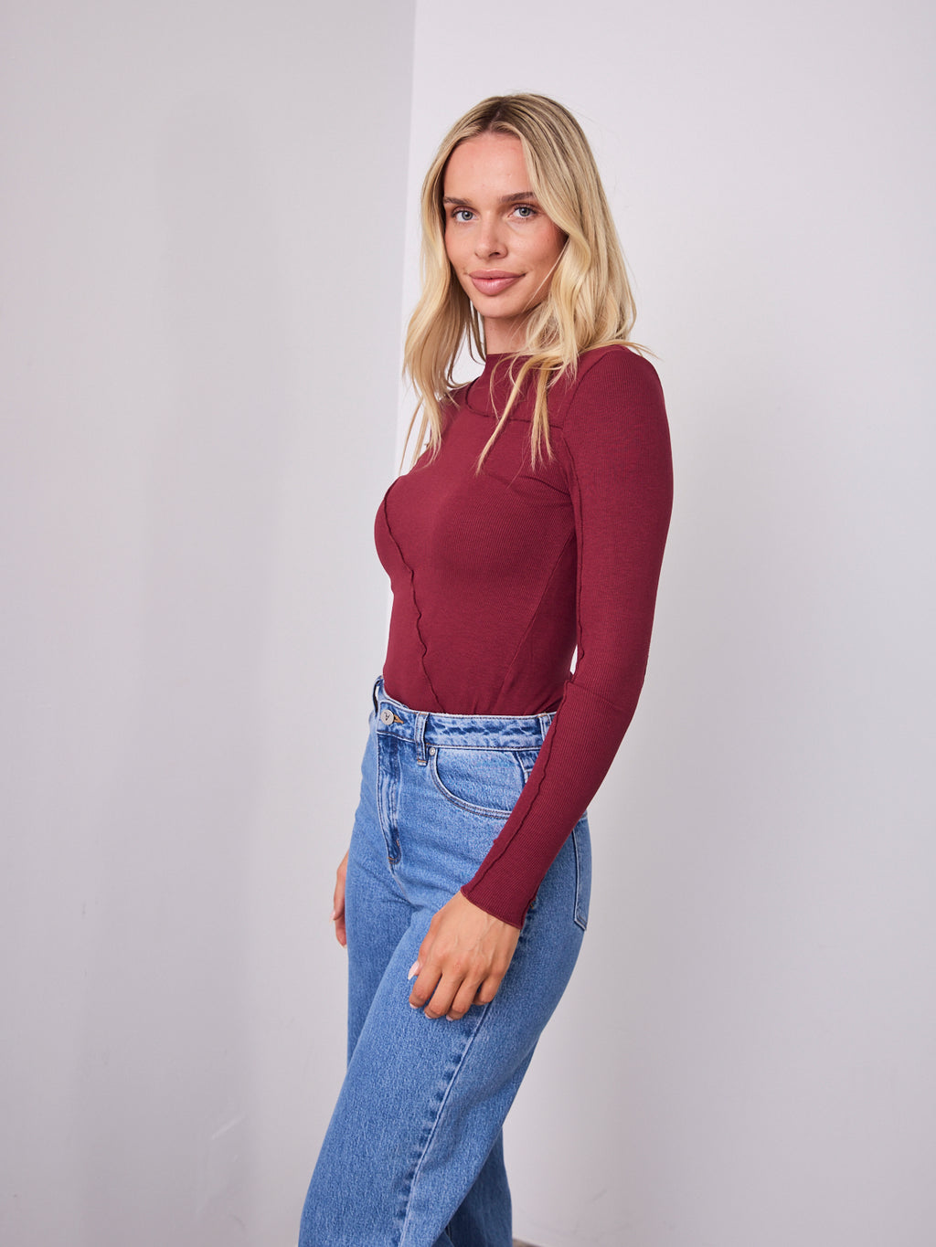 TORI LONG SLEEVE TOP - WINE