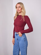 TORI LONG SLEEVE TOP - WINE