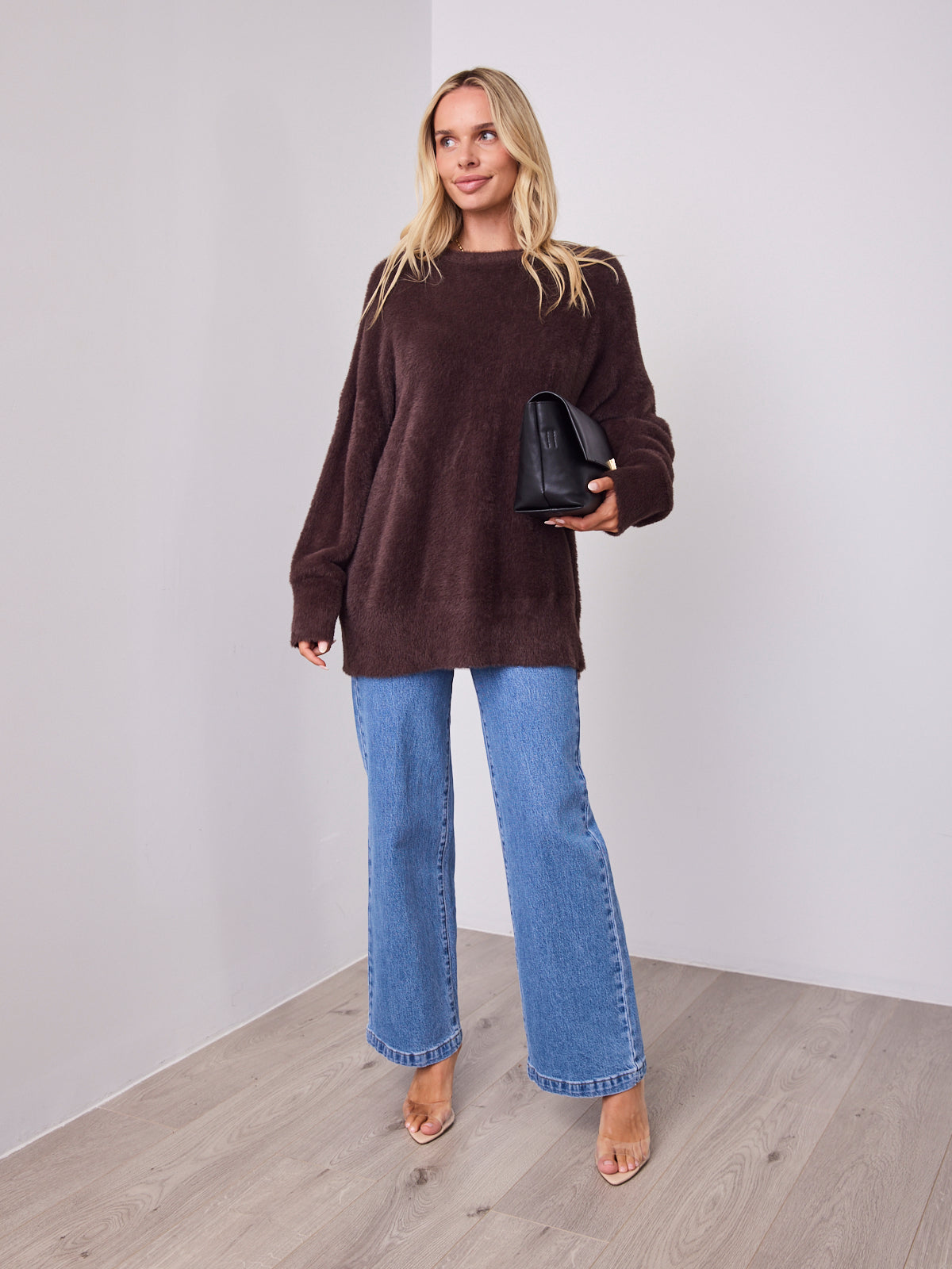 REMY LONG FLUFFY KNIT - CHOCOLATE