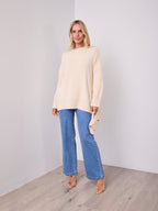 REMY LONG FLUFFY KNIT - LIGHT BEIGE