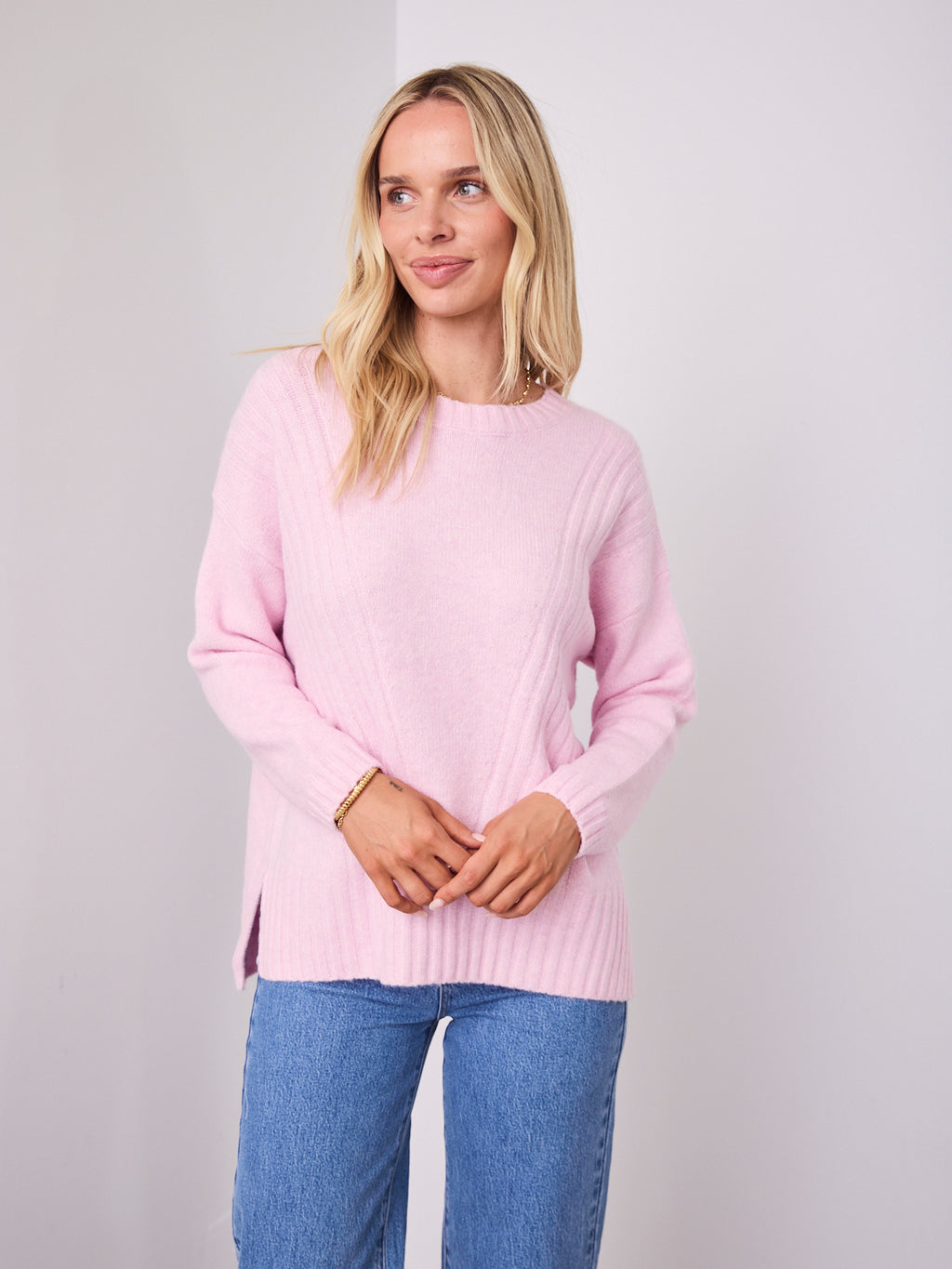 ALESSIA SLOUCH WOOL BLEND KNIT - PINK