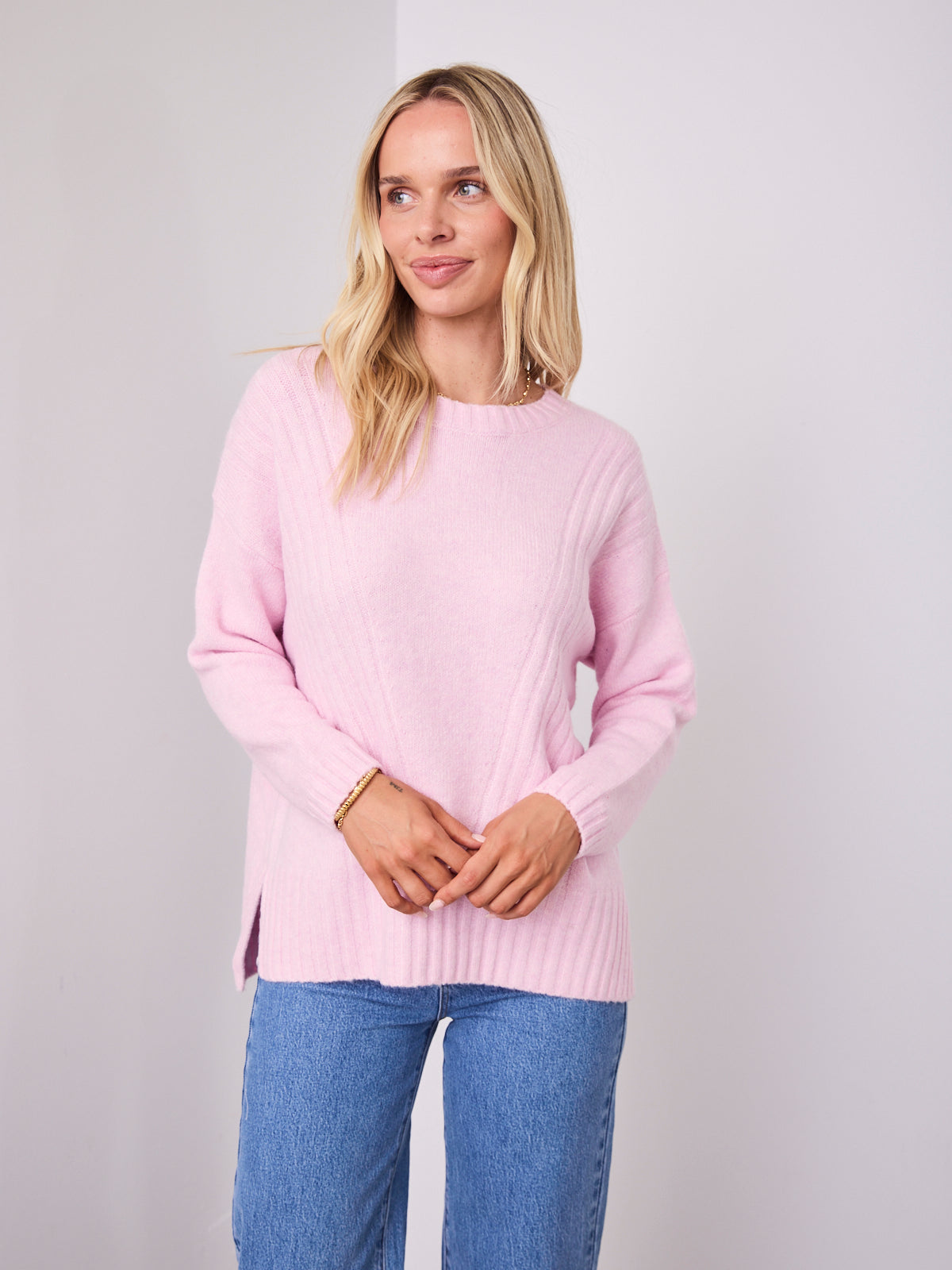 ALESSIA SLOUCH WOOL BLEND KNIT - PINK