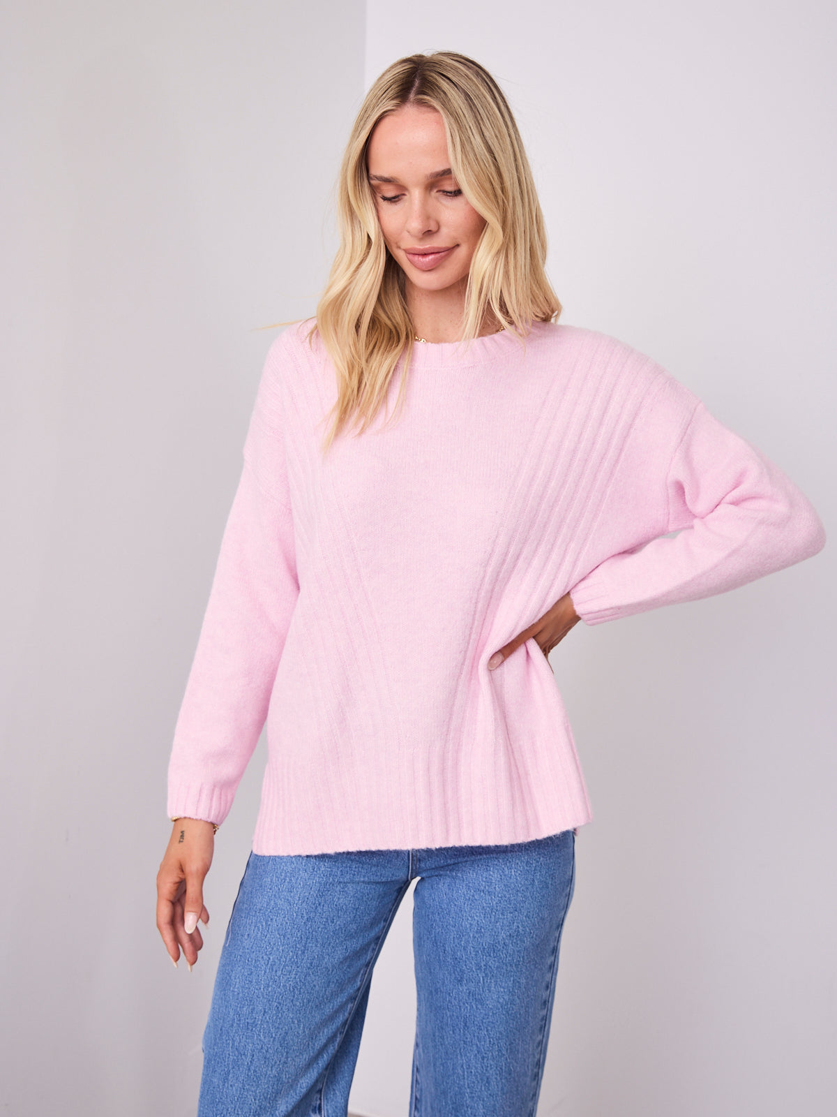 ALESSIA SLOUCH WOOL BLEND KNIT - PINK
