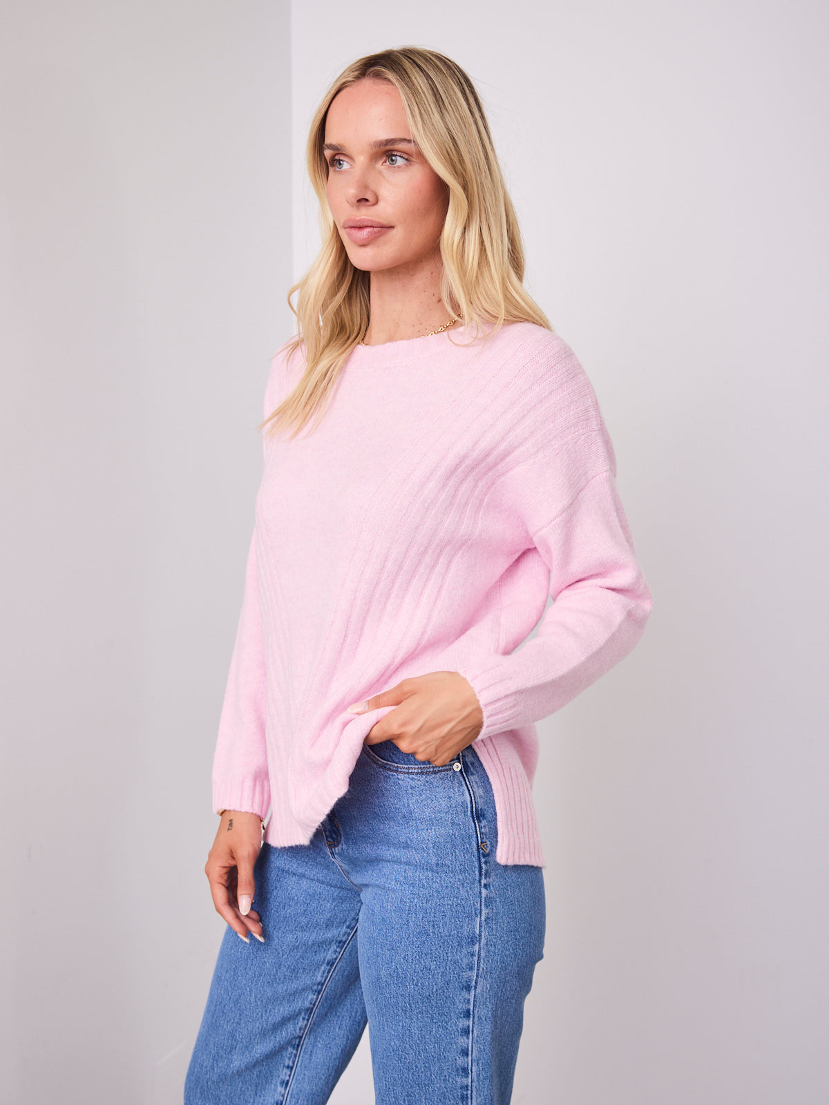 ALESSIA SLOUCH WOOL BLEND KNIT - PINK