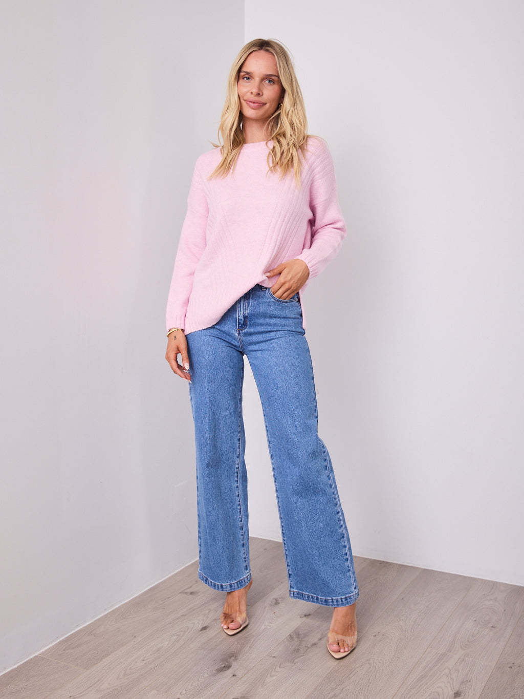 ALESSIA SLOUCH WOOL BLEND KNIT - PINK