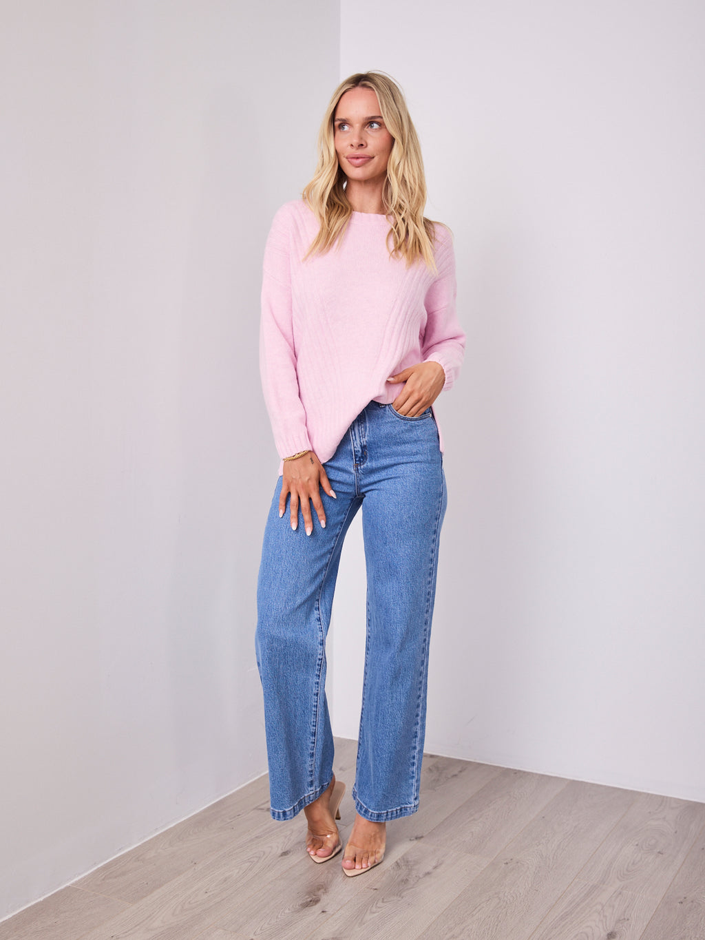 ALESSIA SLOUCH WOOL BLEND KNIT - PINK