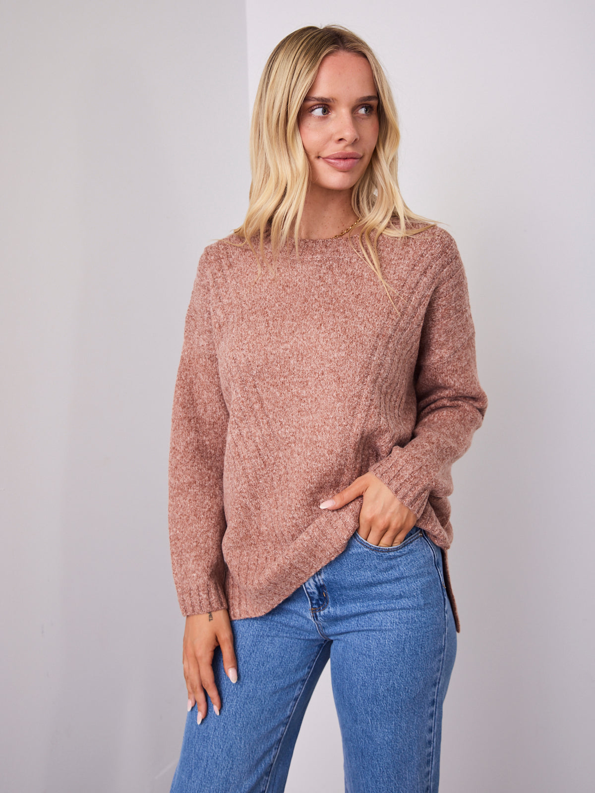 ALESSIA SLOUCH WOOL BLEND KNIT - NUTMEG