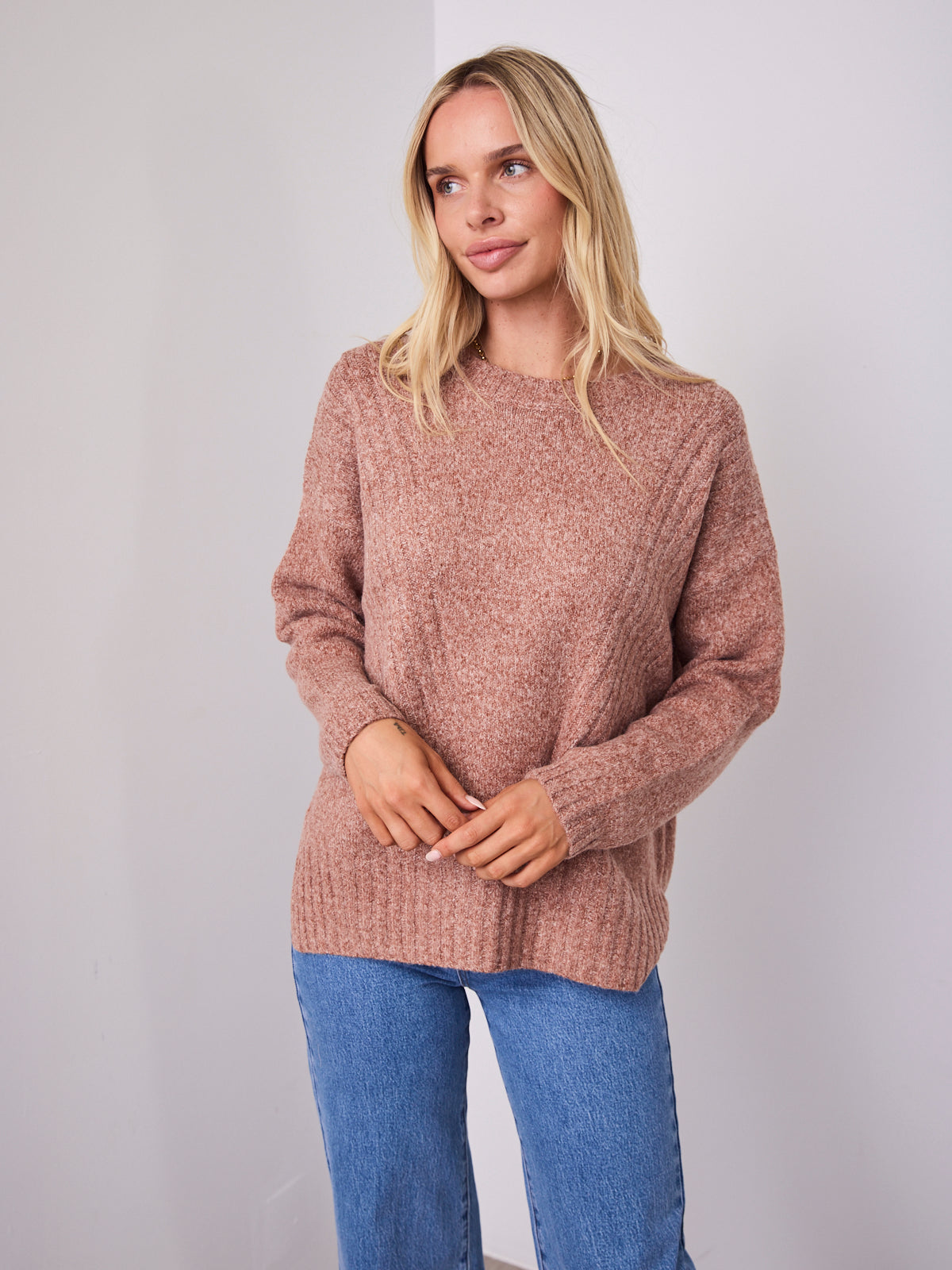 ALESSIA SLOUCH WOOL BLEND KNIT - NUTMEG