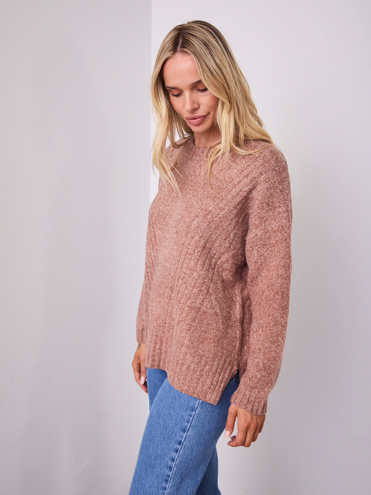 ALESSIA SLOUCH WOOL BLEND KNIT - NUTMEG