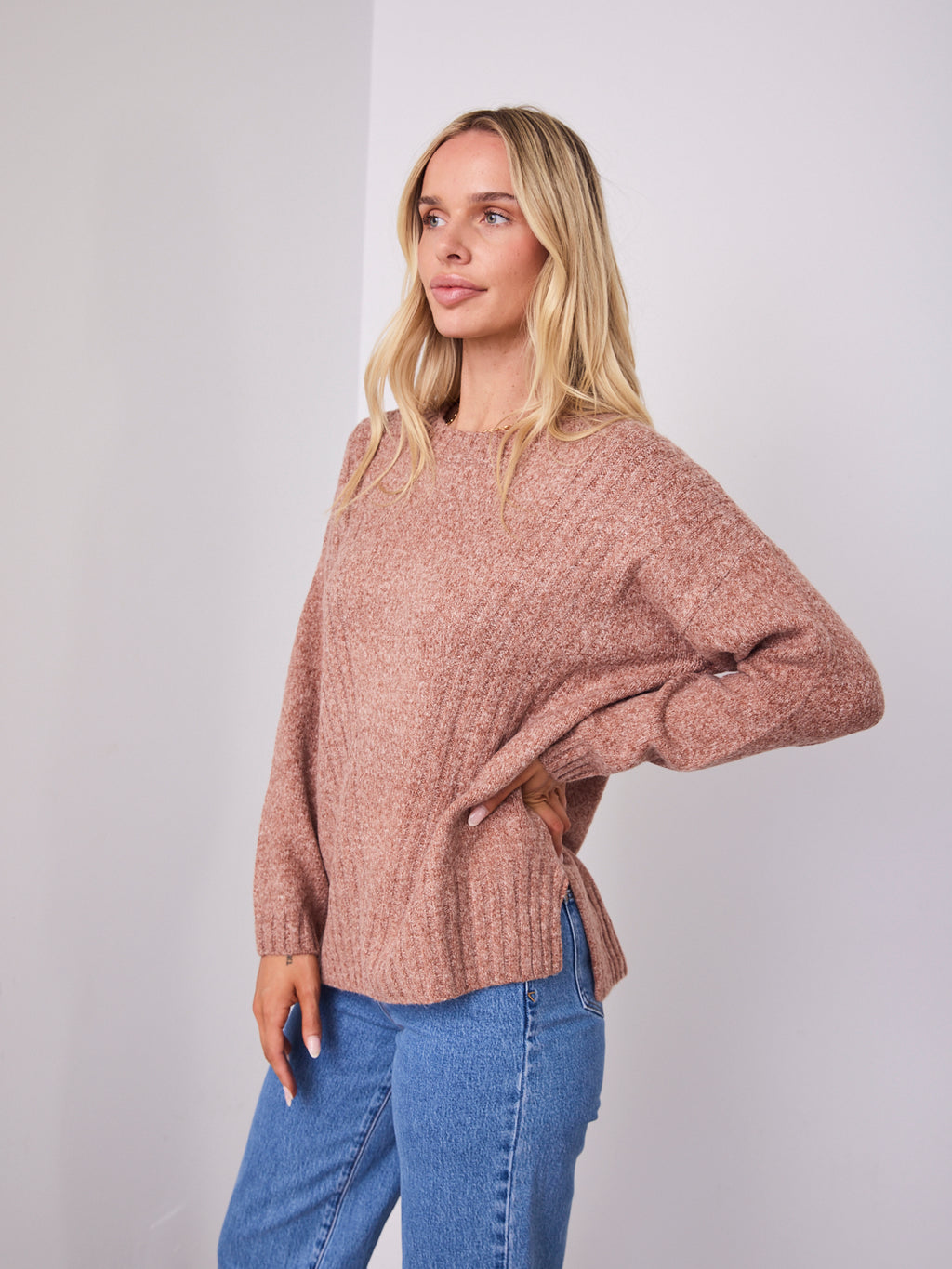 ALESSIA SLOUCH WOOL BLEND KNIT - NUTMEG