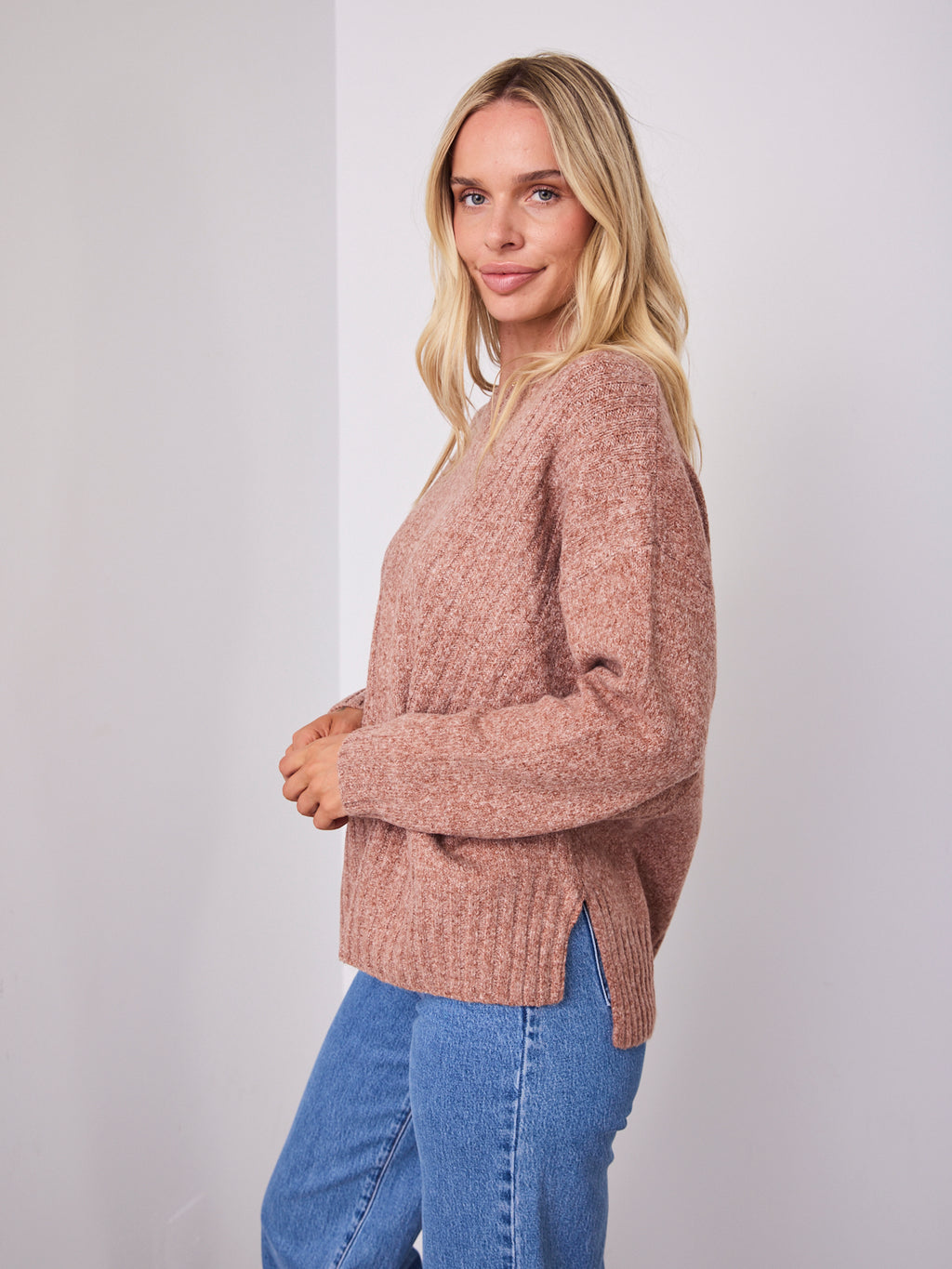 ALESSIA SLOUCH WOOL BLEND KNIT - NUTMEG