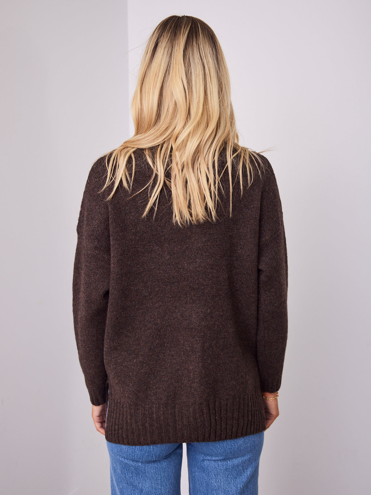 ALESSIA SLOUCH WOOL BLEND KNIT - CHOCOLATE