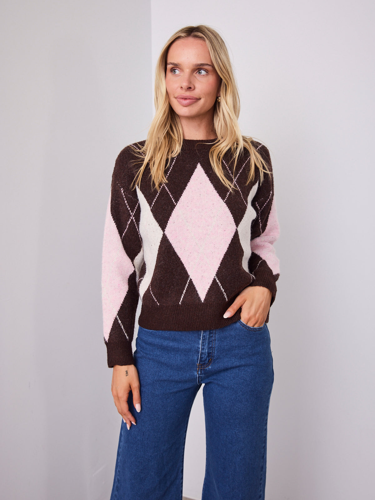 HAVAR KNIT - CHOCOLATE/PINK