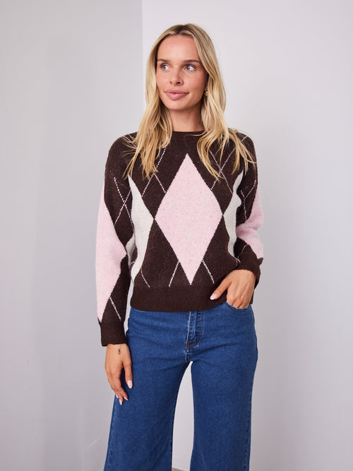 HAVAR KNIT - CHOCOLATE/PINK