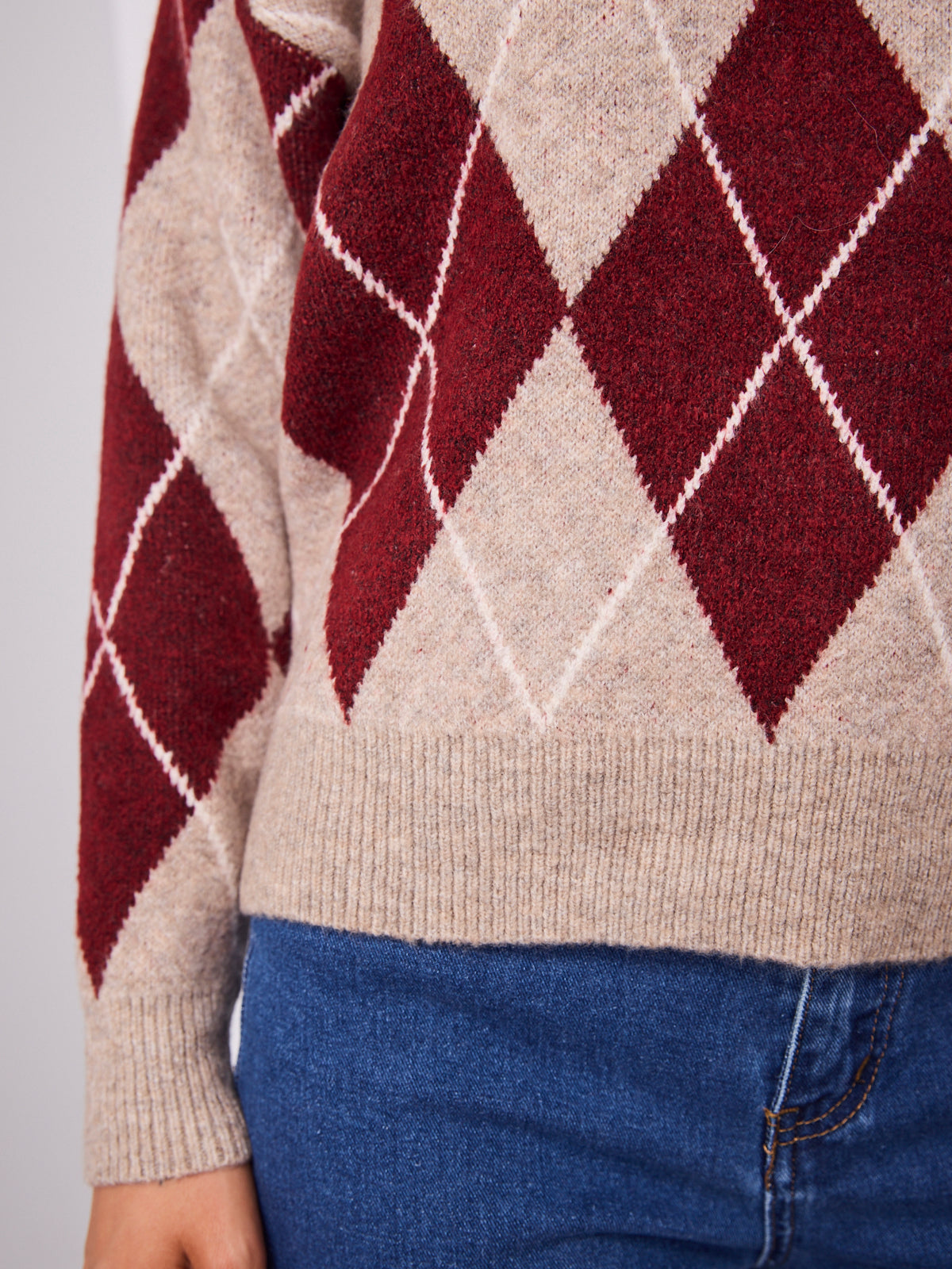HAVAR KNIT - BEIGE/WINE