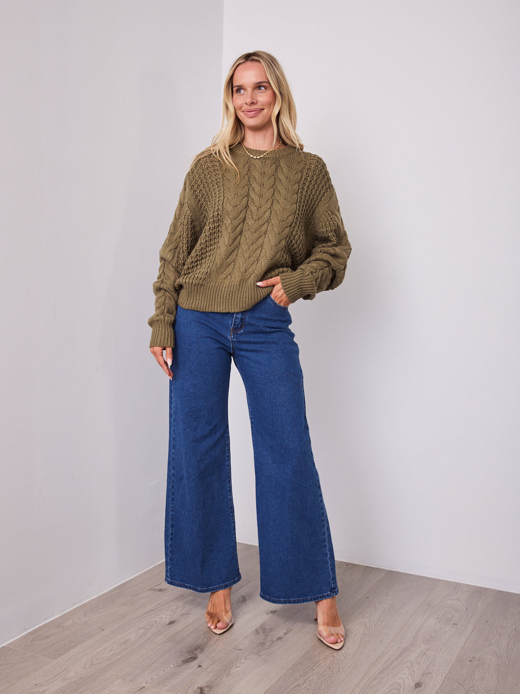 CARLA CABLE KNIT - KHAKI