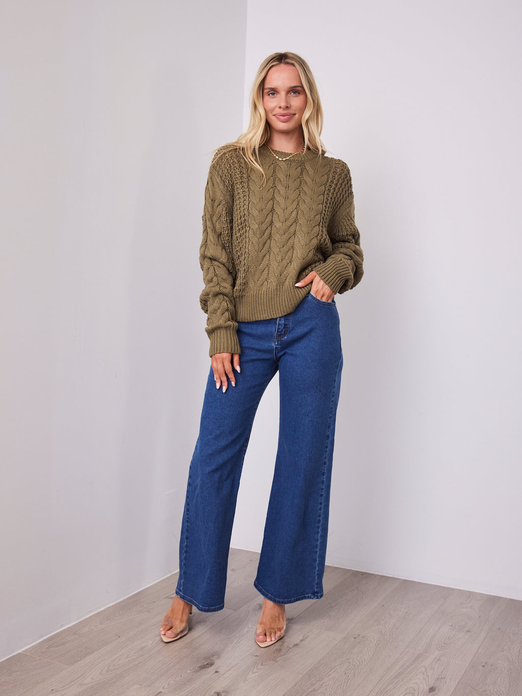 CARLA CABLE KNIT - KHAKI