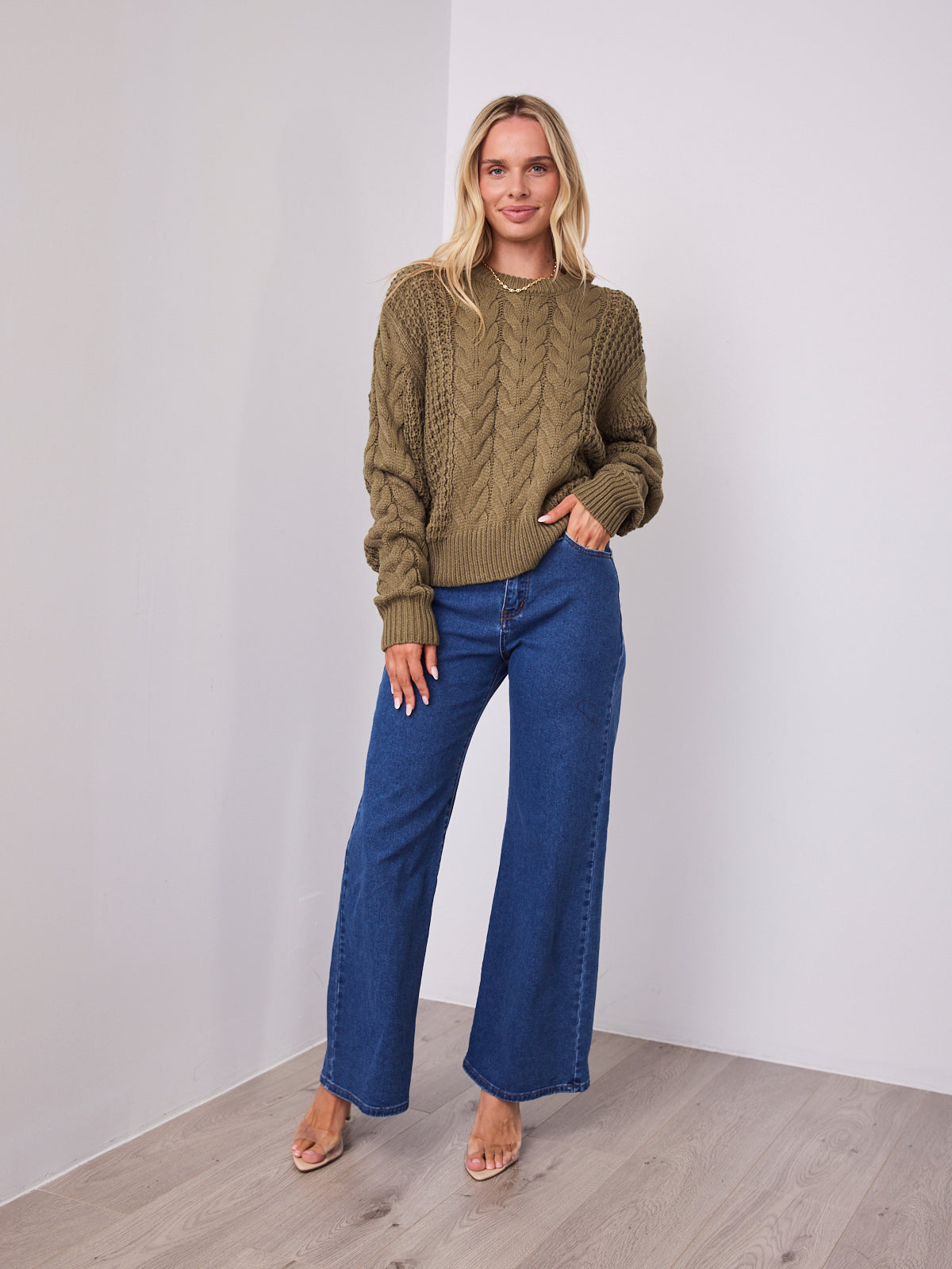 CARLA CABLE KNIT - KHAKI