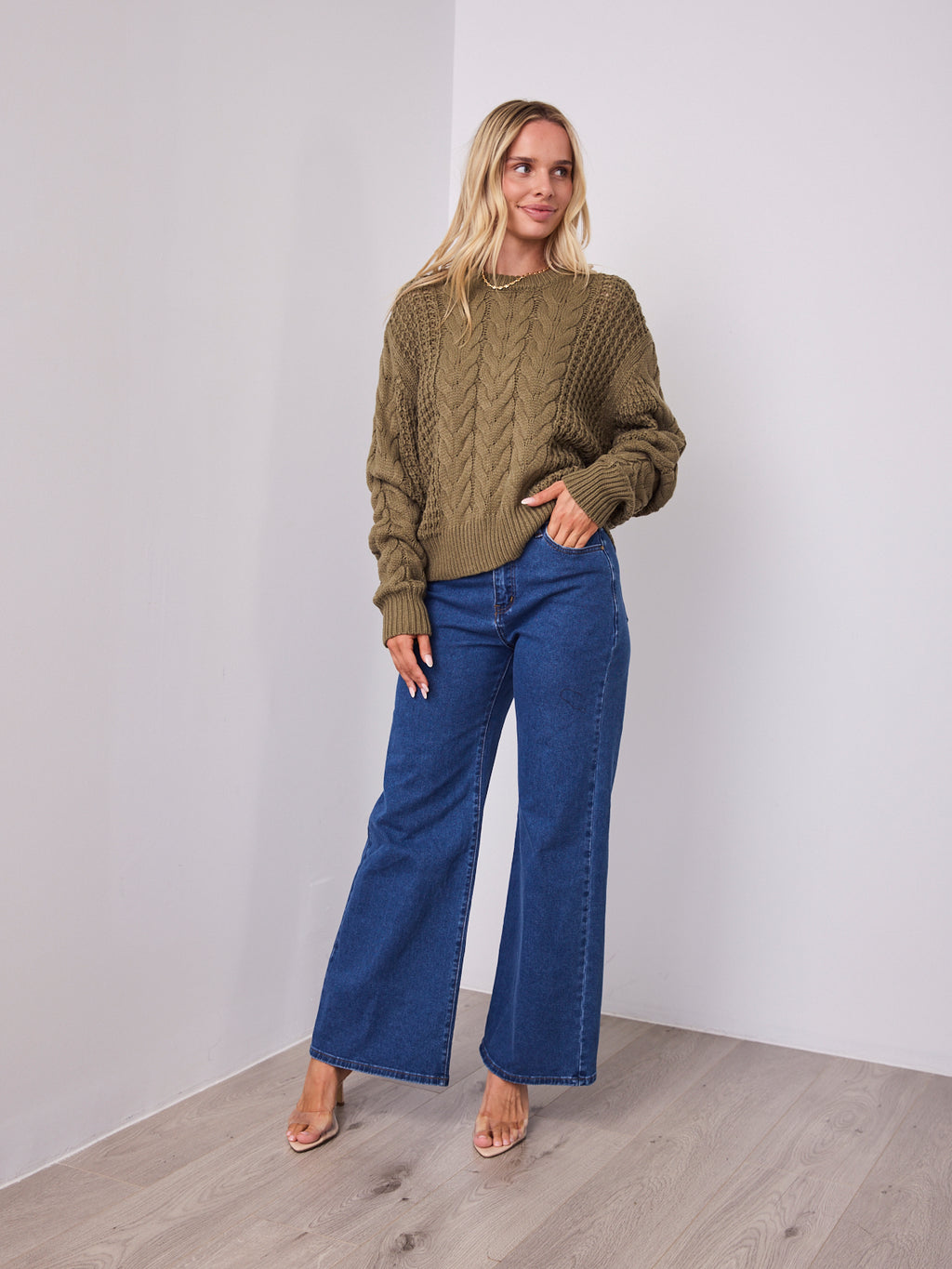 CARLA CABLE KNIT - KHAKI