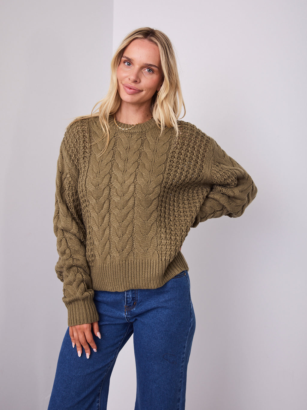 CARLA CABLE KNIT - KHAKI