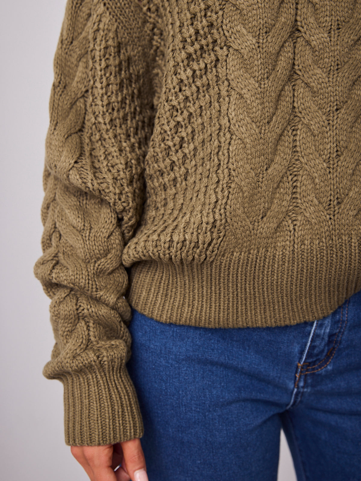CARLA CABLE KNIT - KHAKI