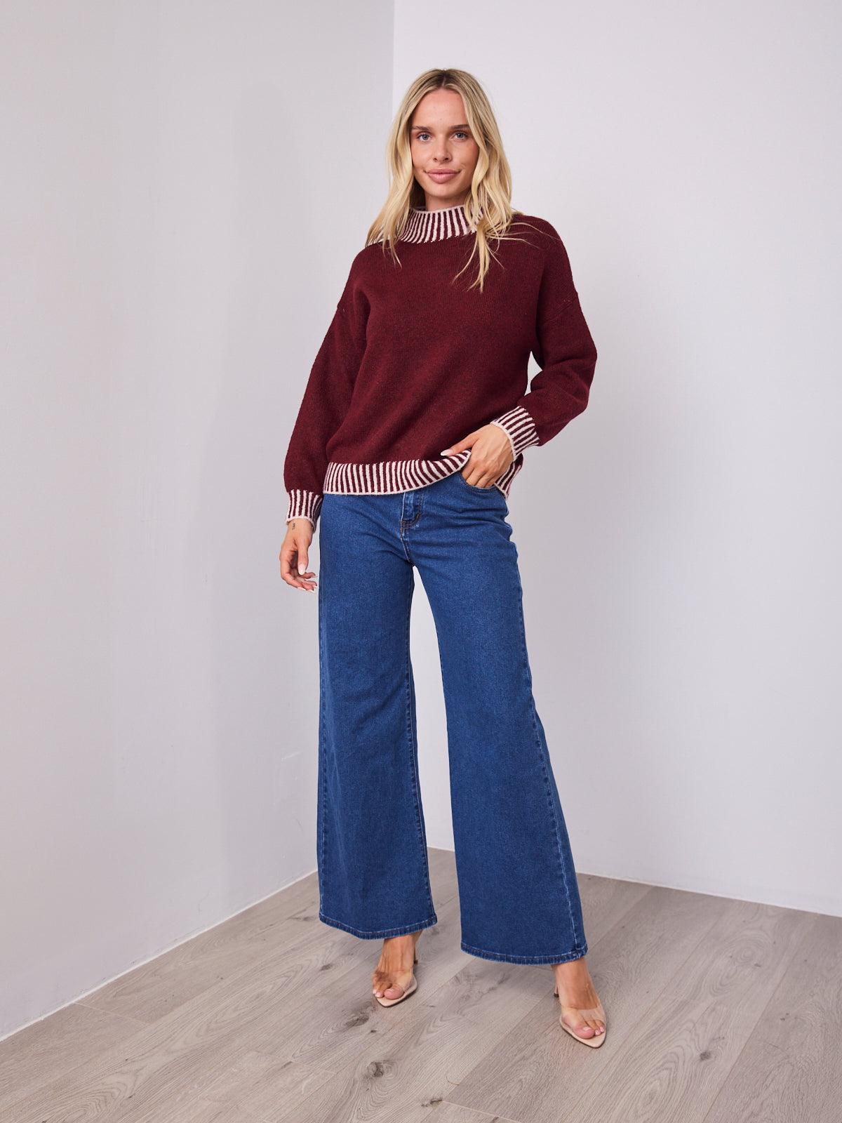 BESSIE STITCH KNIT - LATTE/WINE